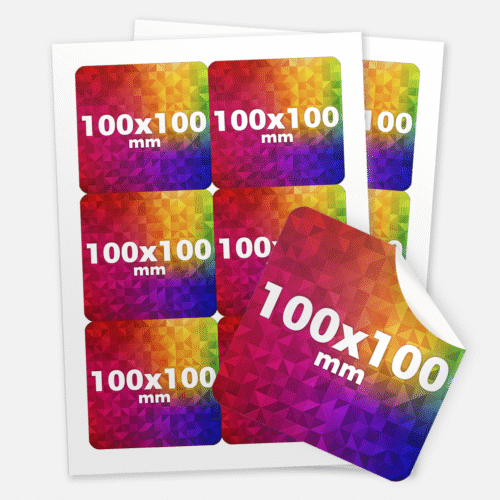 Naklejki kwadratowe papierowe logo 100x100 mm