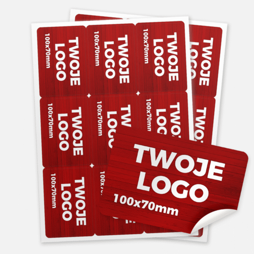 Naklejki prostokątne papierowe logo 100x70 mm