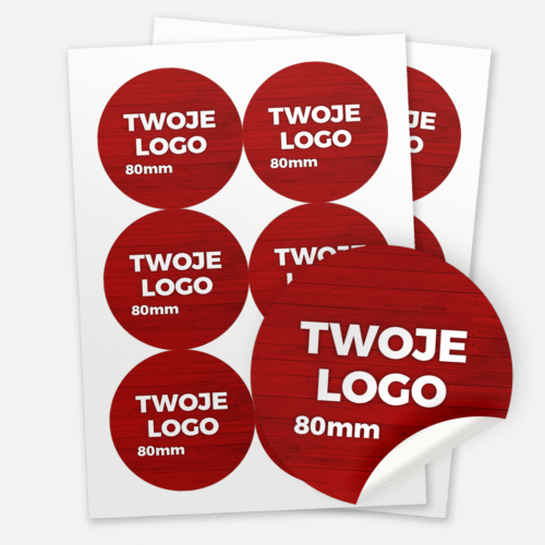 Naklejki okrągłe papierowe z logo fi 80 mm