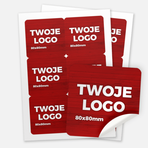 Naklejki kwadratowe papierowe logo 80x80 mm